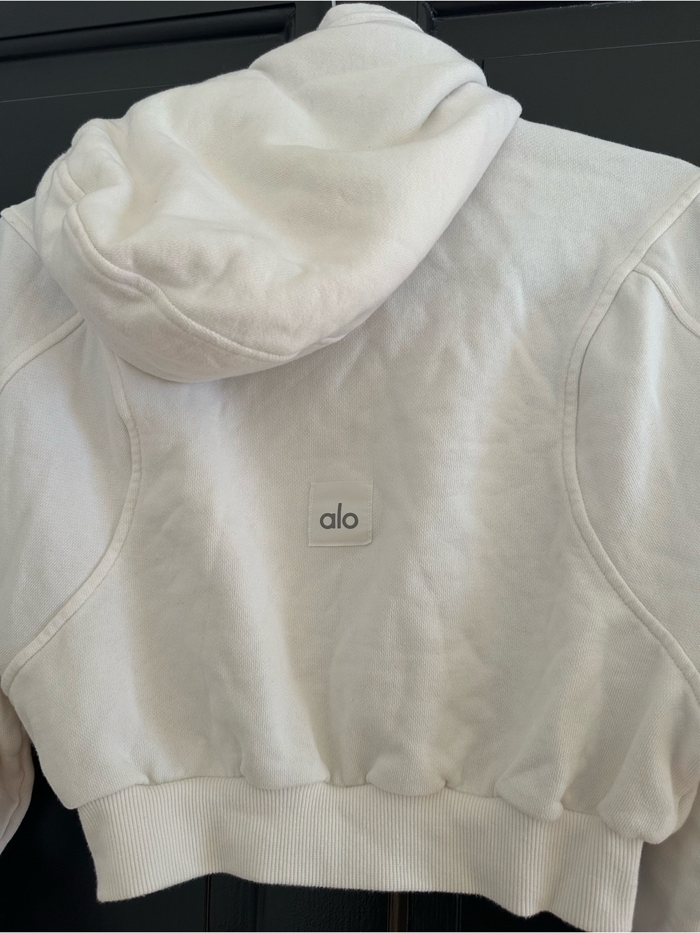 Alo Yoga Sweet Escape Zip Up Hoodie Ivory Cropped Full Zip Sweatshirt Small - Picture 11 of 14